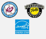 Simonton Certified, Pella Certified, and Energy Star logos